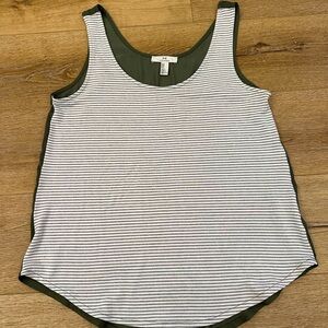 Halston Heritage olive green striped tank M